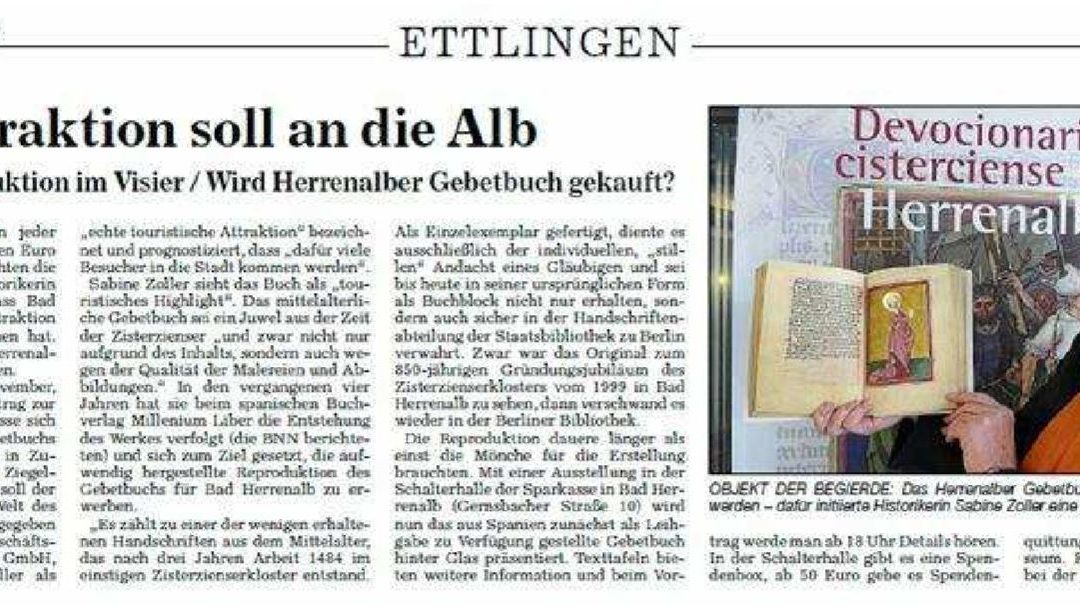Reportaje en la prensa alemana sobre el «Devocionario del Cister»